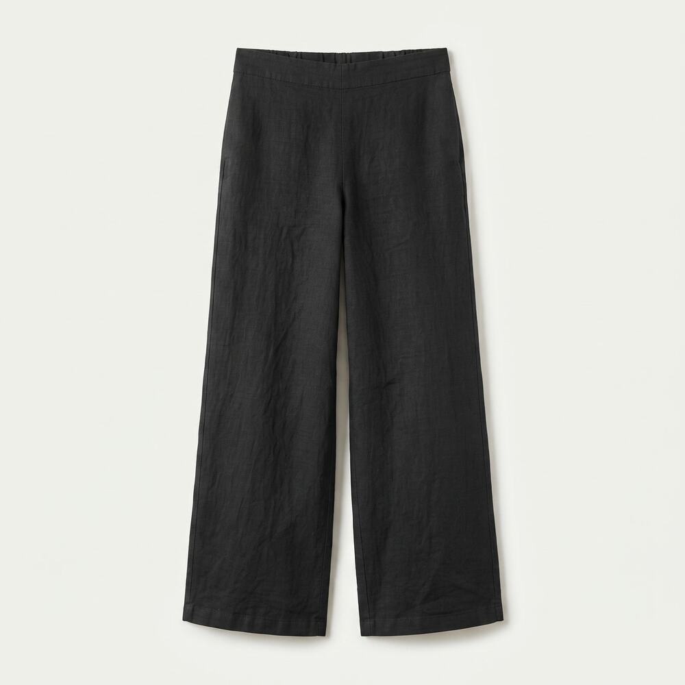 Tahari Womens XS Minimalist Quiet Luxury Resortwear Linen Wide Leg Zipper Pants